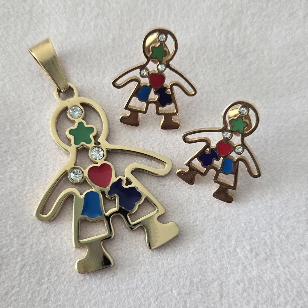 Boy love - Jewelry Set with Charm and earrings